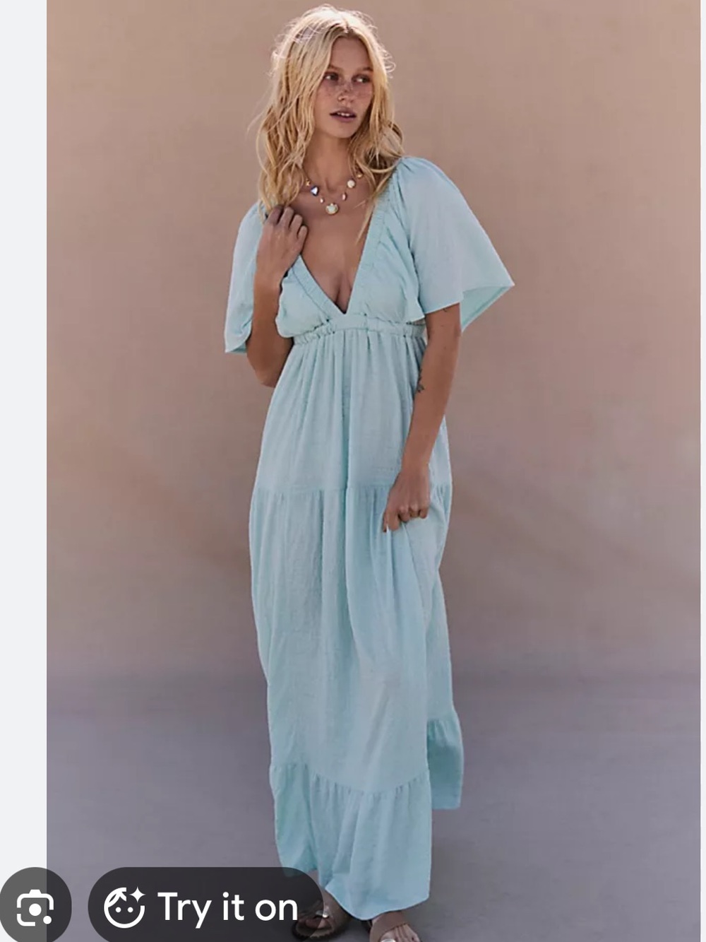 Free People LaLa Maxi Dress-dolphin cove-S-NWT